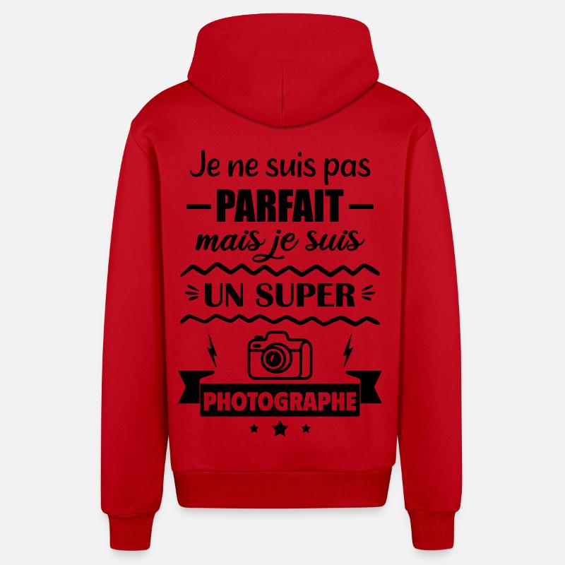Pas parfait mais super photographe - Veste à capuche bio décontractée fabriquée en UE - rouge