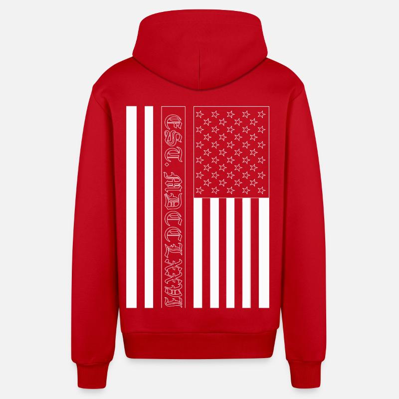 Est. MDCCLXXVI Drapeau des États-Unis - Veste à capuche bio décontractée fabriquée en UE - rouge