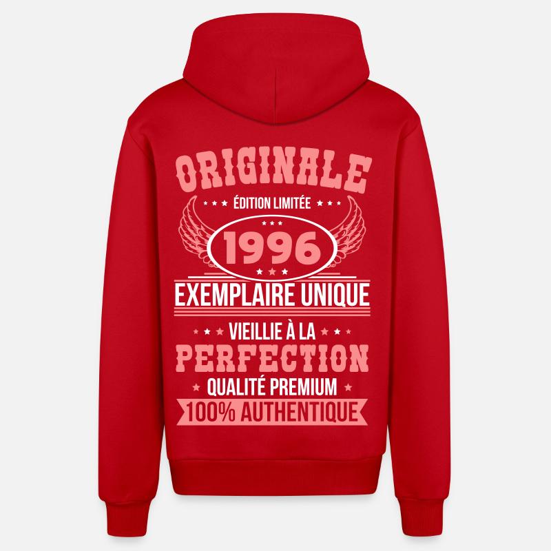 1996 – Unique example – Premium quality - Organic Relaxed Hooded Jacket Made in EU - red