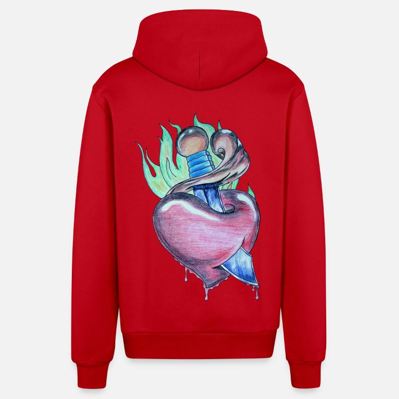 Loderndes Herz - Organic Relaxed Kapuzenjacke Made in EU - Rot