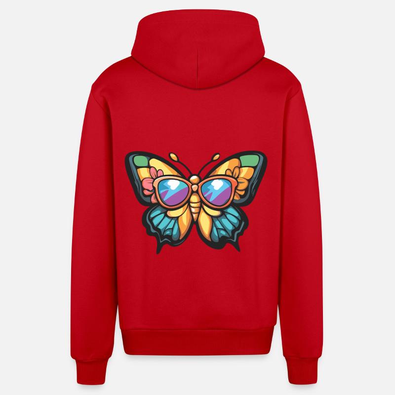papillon drôle d’été - Veste à capuche bio décontractée fabriquée en UE - rouge