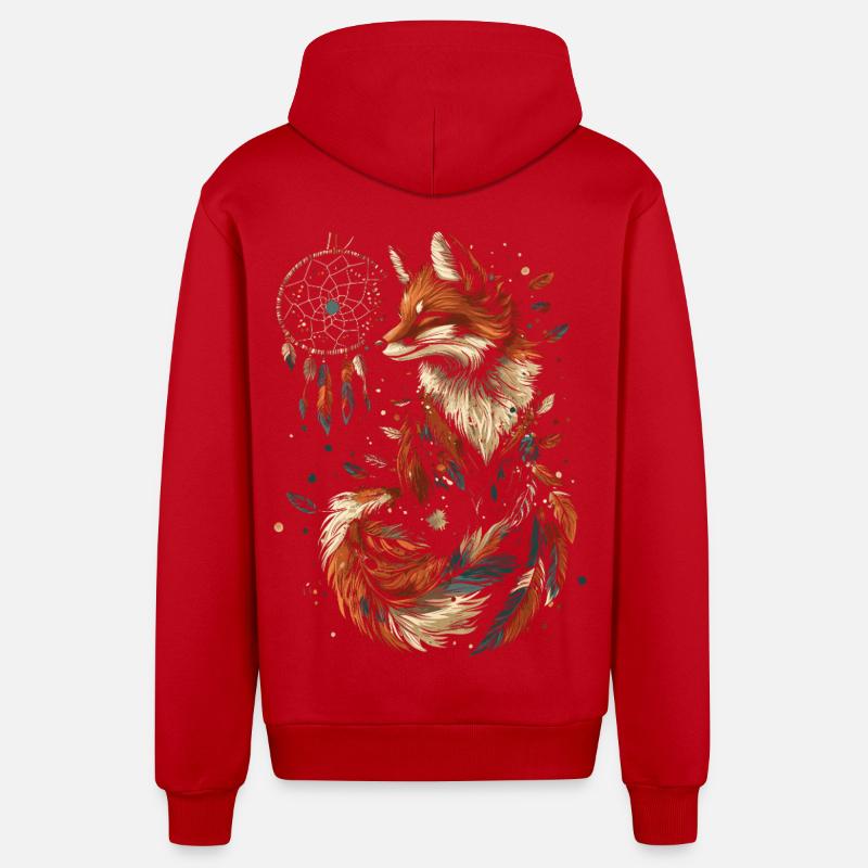 Fuchs Traumfänger - Organic Relaxed Kapuzenjacke Made in EU - Rot