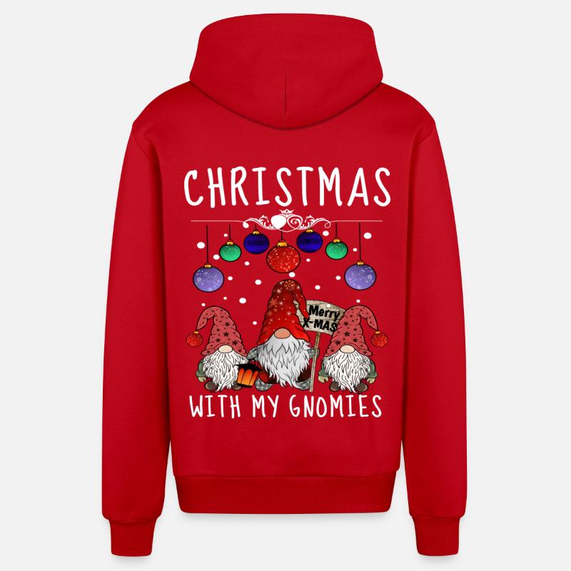 Famille Gnome Elfes de Noël - Veste à capuche bio décontractée fabriquée en UE - rouge