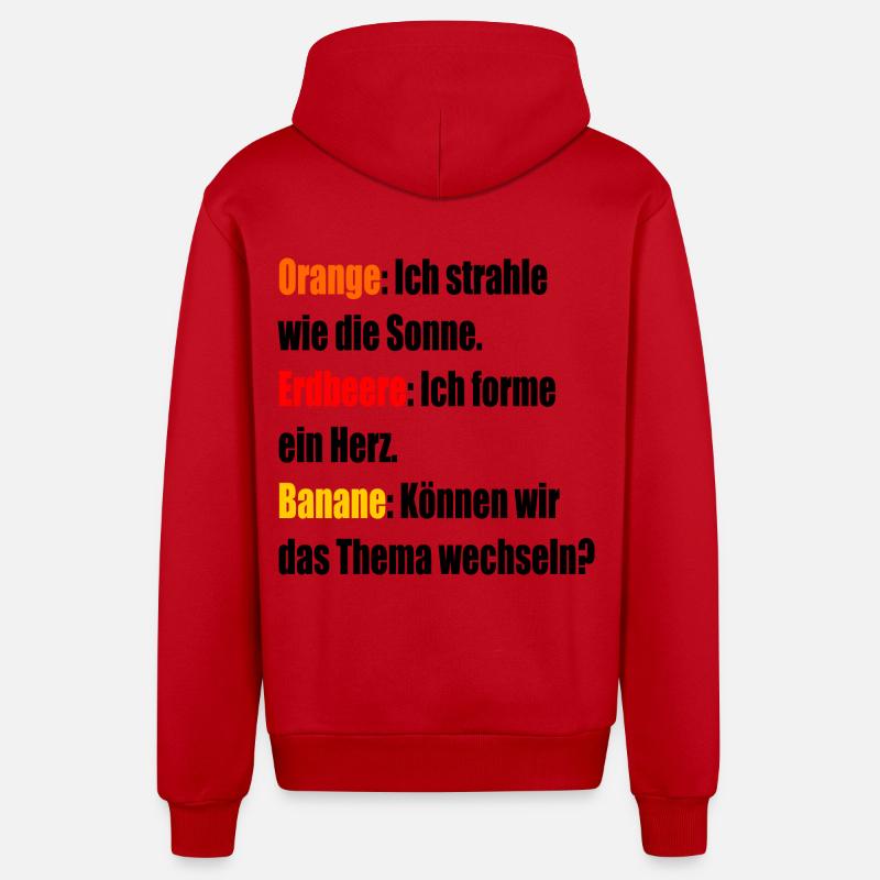 Orange Erdbeere Banane - Organic Relaxed Kapuzenjacke Made in EU - Rot