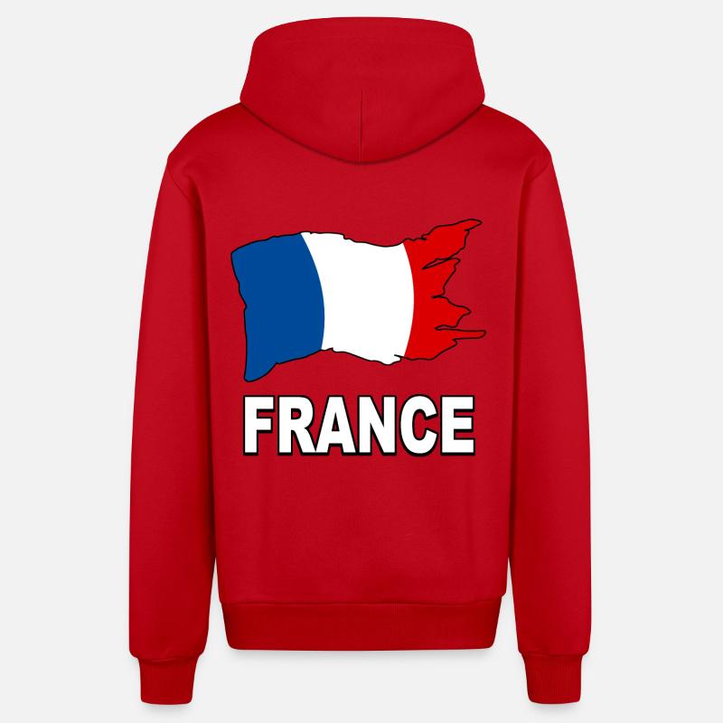france drapeau 04 - Veste à capuche bio décontractée fabriquée en UE - rouge