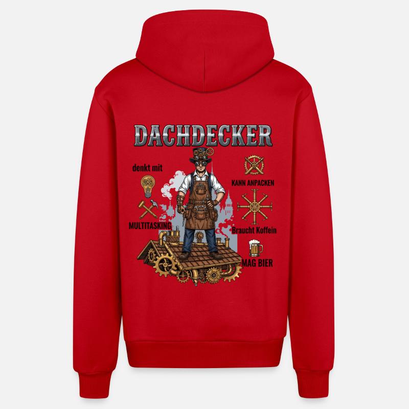 Le couvreur steampunk - Veste à capuche bio décontractée fabriquée en UE - rouge