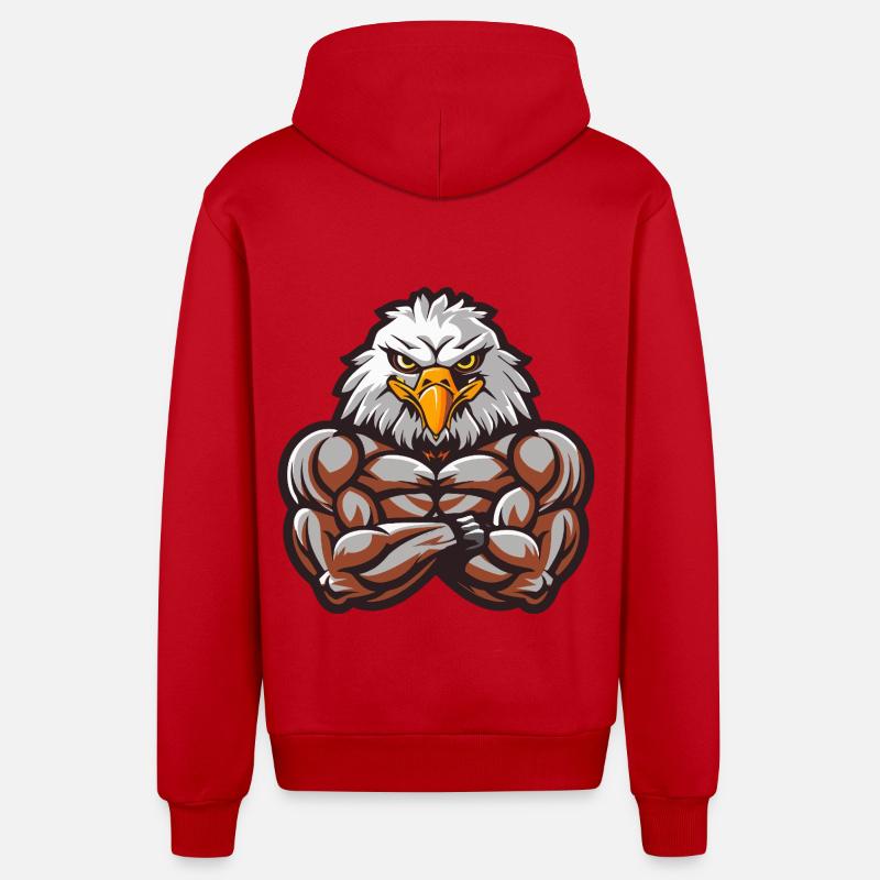 Musculation Eagle Muscles - Veste à capuche bio décontractée fabriquée en UE - rouge