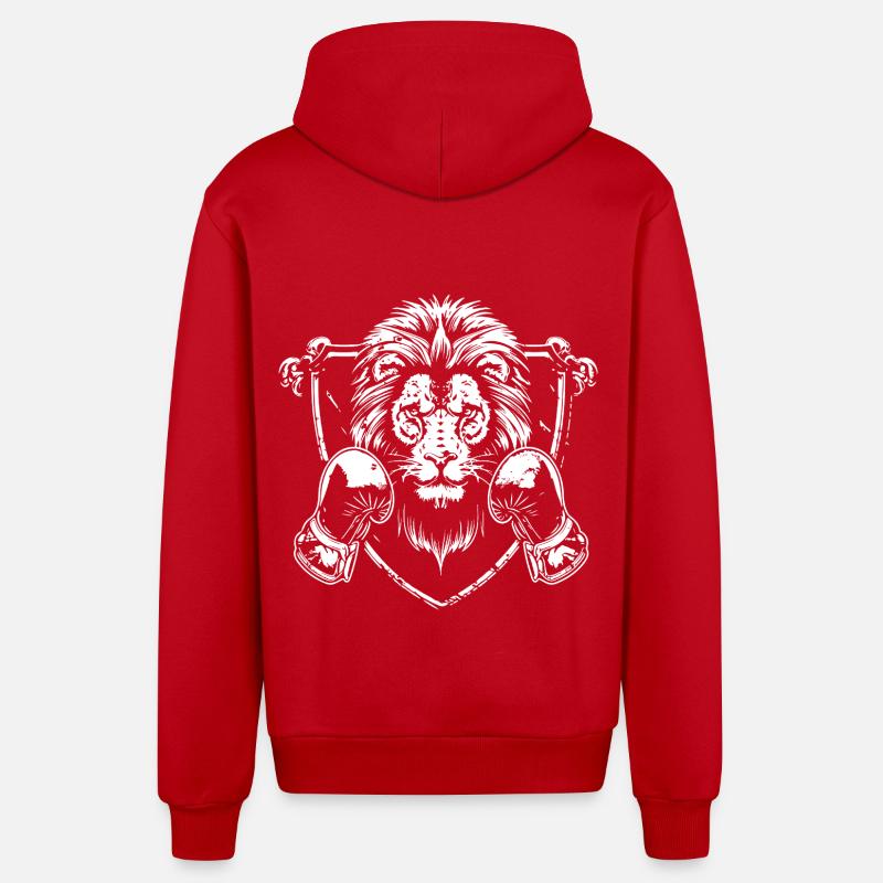 Lion Boxer Fighter - Veste à capuche bio décontractée fabriquée en UE - rouge