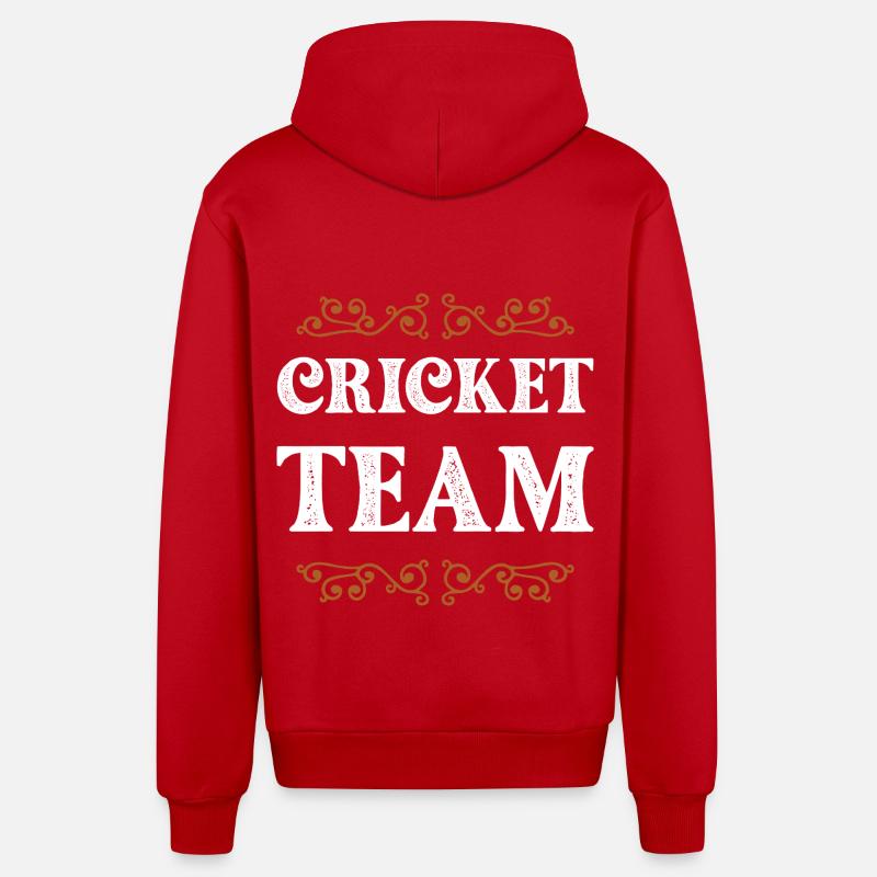 Équipe de cricket - Veste à capuche bio décontractée fabriquée en UE - rouge