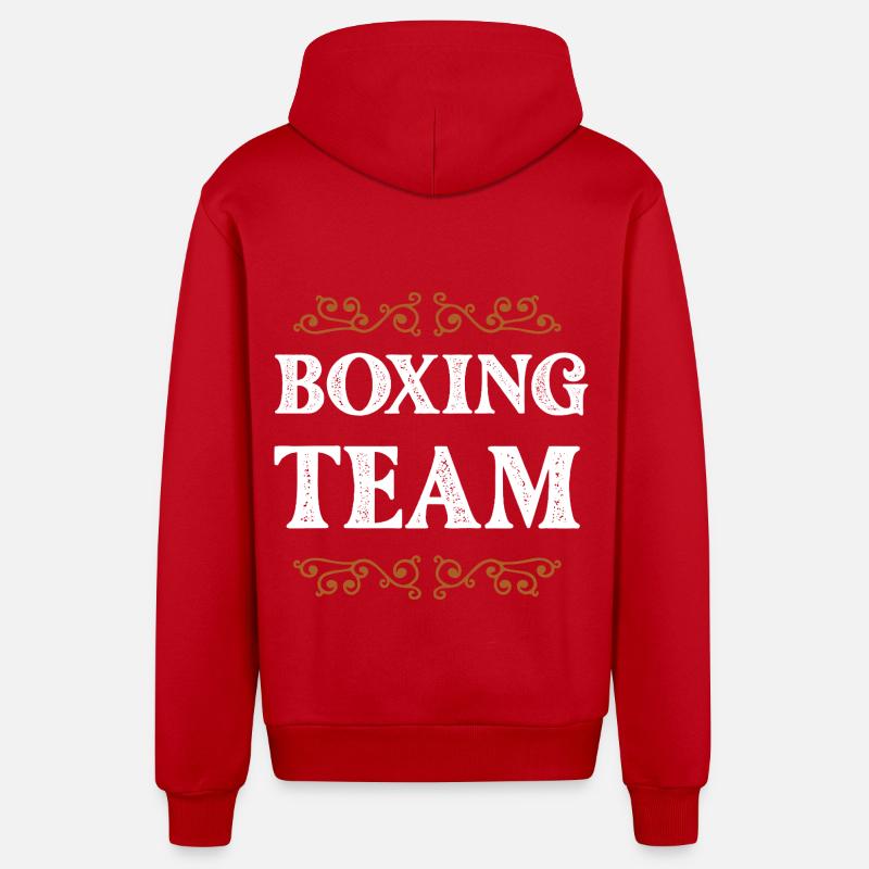 Équipe de boxe - Veste à capuche bio décontractée fabriquée en UE - rouge