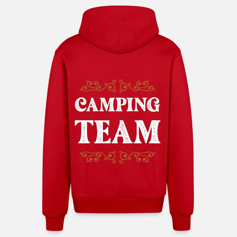 Équipe de camping - Veste à capuche bio décontractée fabriquée en UE - rouge