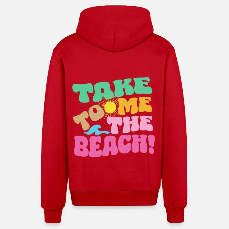 Emmenez-moi à la plage - Veste à capuche bio décontractée fabriquée en UE - rouge