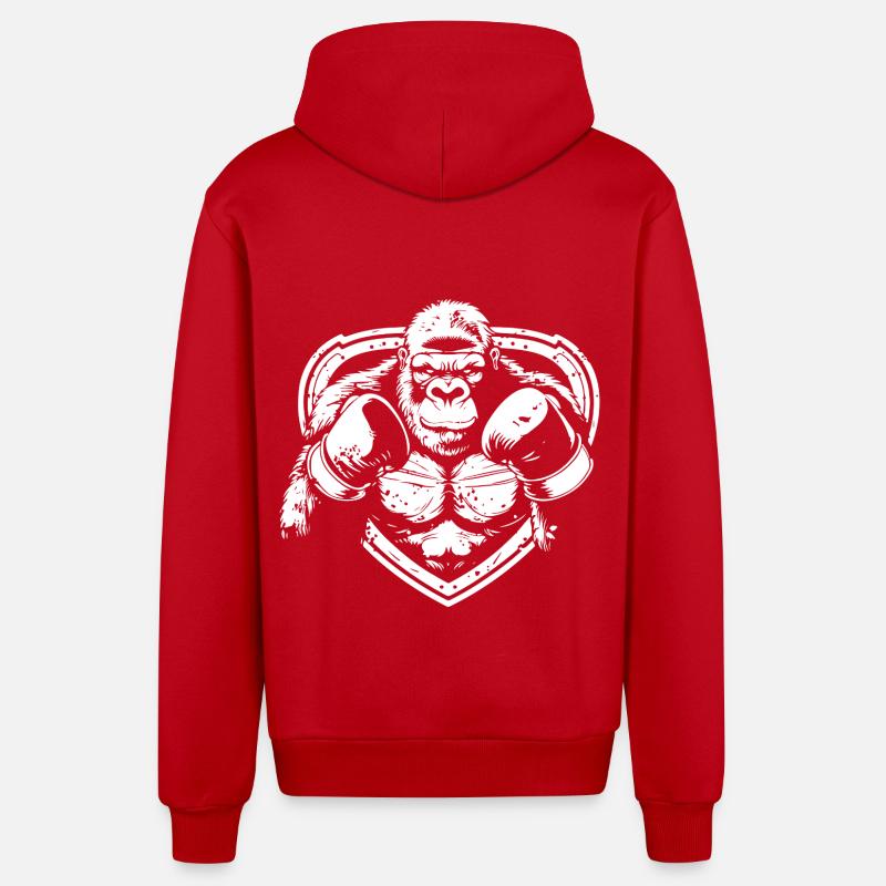 Gorille Boxer Fighter - Veste à capuche bio décontractée fabriquée en UE - rouge