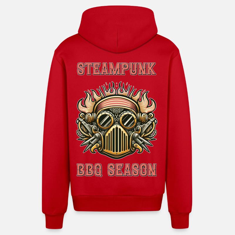 Steampunk BBQ Saison 2 - Veste à capuche bio décontractée fabriquée en UE - rouge