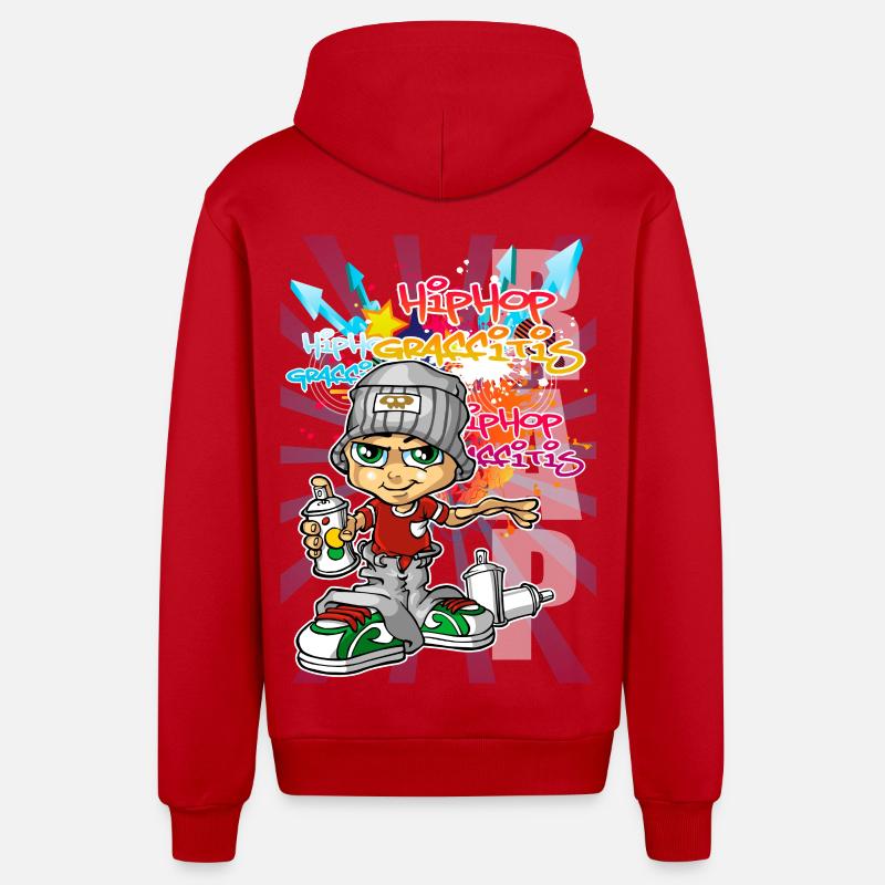 Junge Graffiti - Organic Relaxed Kapuzenjacke Made in EU - Rot