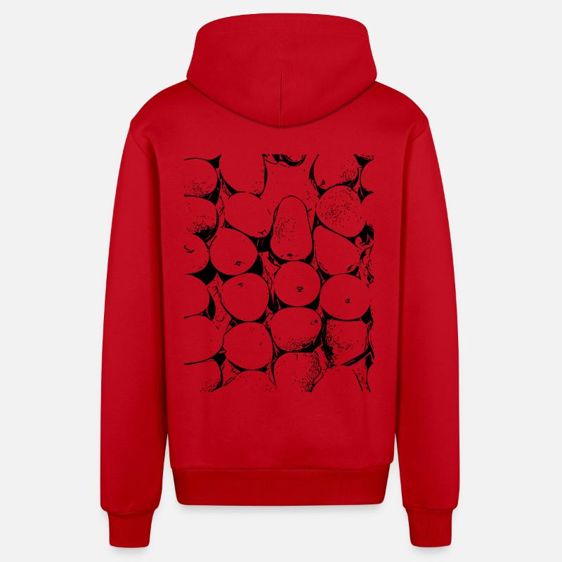 poire - Veste à capuche bio décontractée fabriquée en UE - rouge