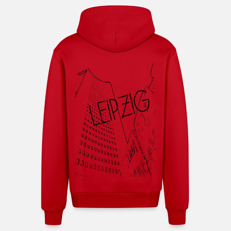 Centre de Leipzig - Veste à capuche bio décontractée fabriquée en UE - rouge