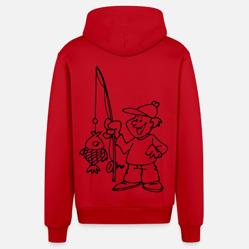 Pêcheur - Veste à capuche bio décontractée fabriquée en UE - rouge