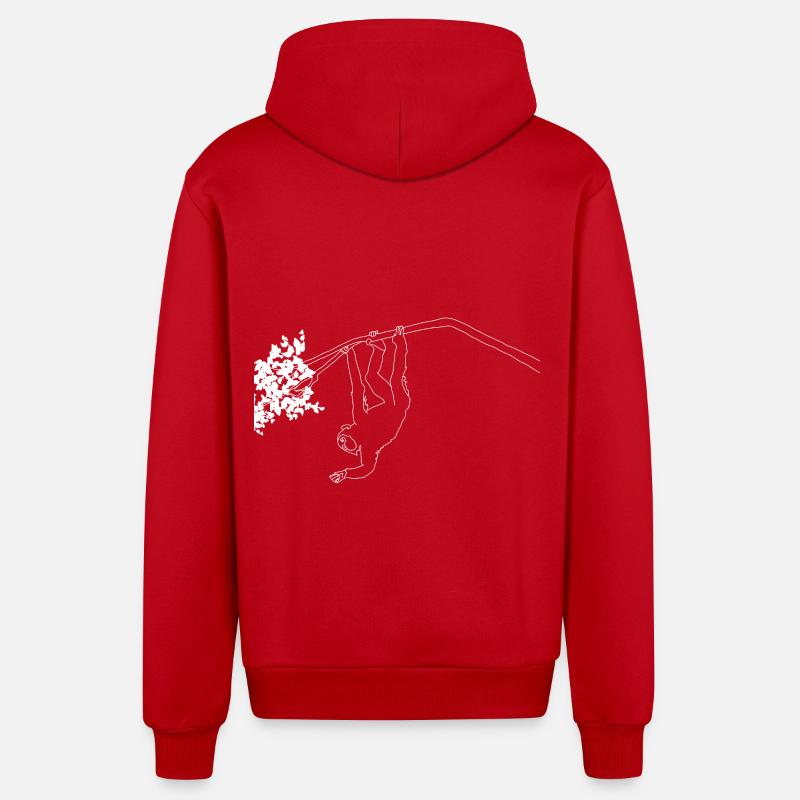 Singe lineart - Veste à capuche bio décontractée fabriquée en UE - rouge