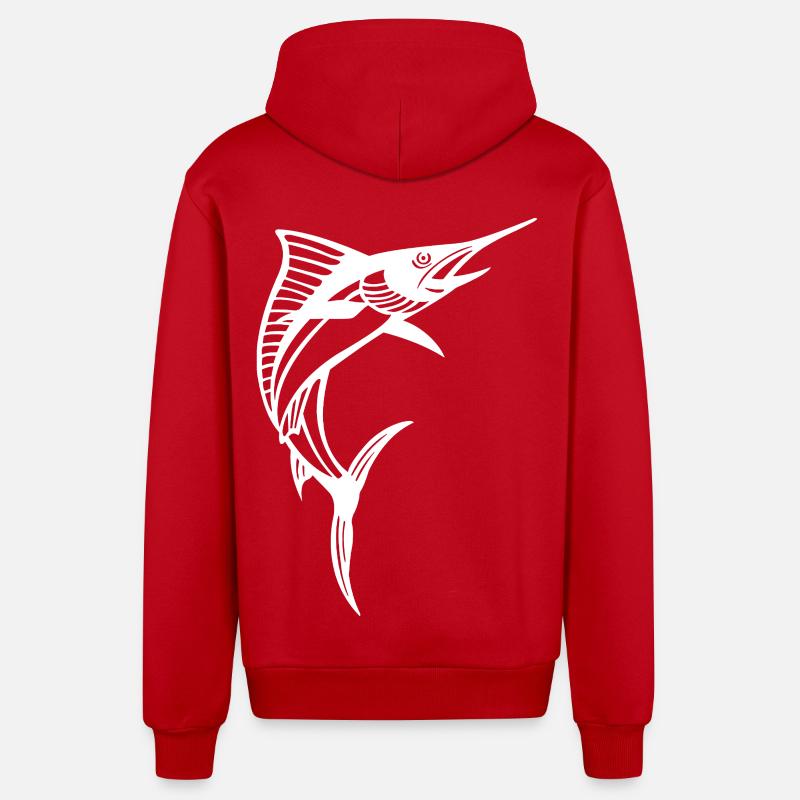 Espadon blanc - Veste à capuche bio décontractée fabriquée en UE - rouge