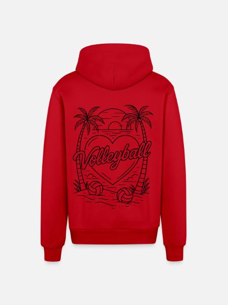 Volleyball Herz Minimalistisch - Organic Relaxed Kapuzenjacke Made in EU - Rot