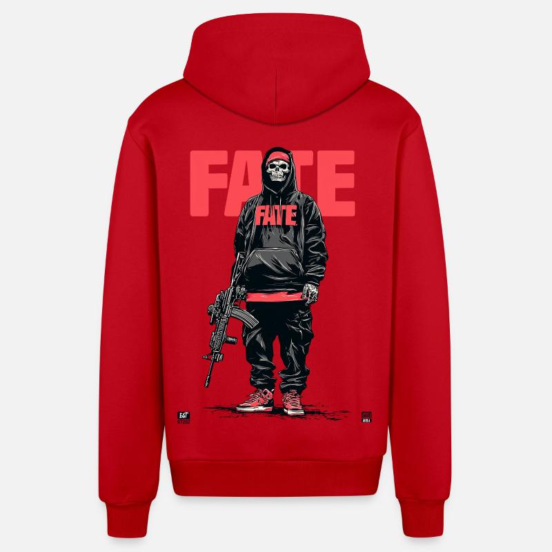 Fate Skeleton - Organic Relaxed Hooded Jacket Made in EU - red