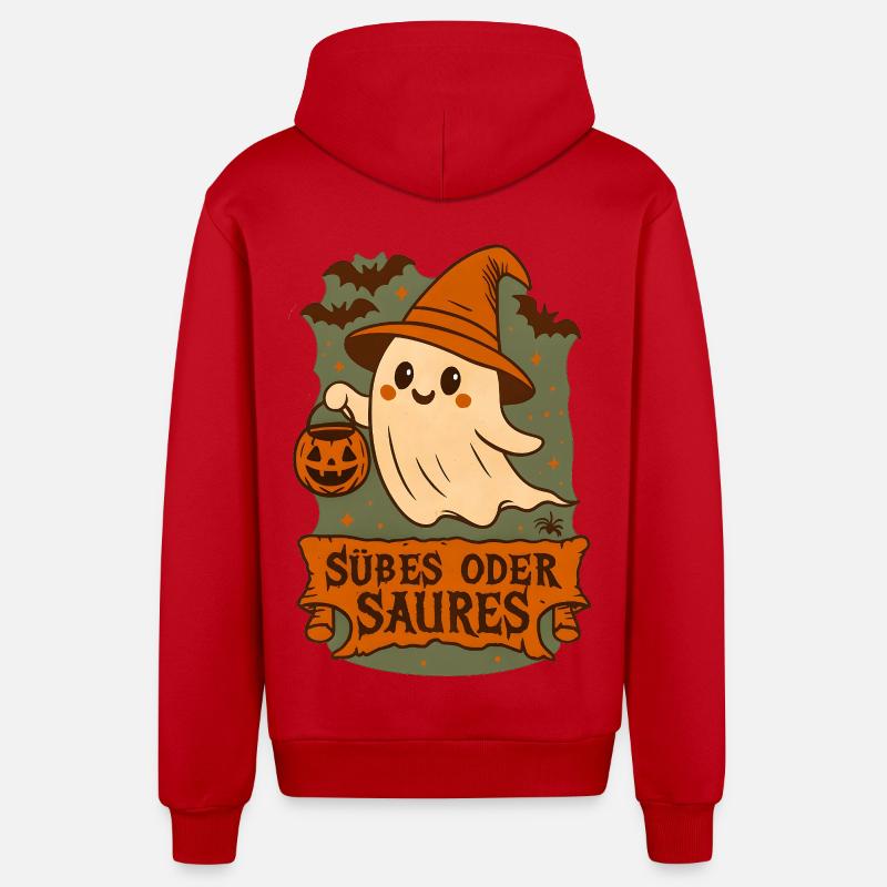 Süßes oder Saures - Gespenst - Organic Relaxed Kapuzenjacke Made in EU - Rot