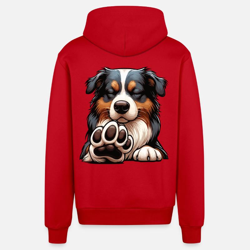 Berger australien Aussie Aussie Propriétaires Aussies - Veste à capuche bio décontractée fabriquée en UE - rouge
