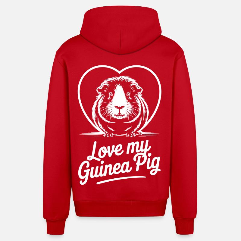 Amour Cochon d’Inde Motif Coeur - Veste à capuche bio décontractée fabriquée en UE - rouge