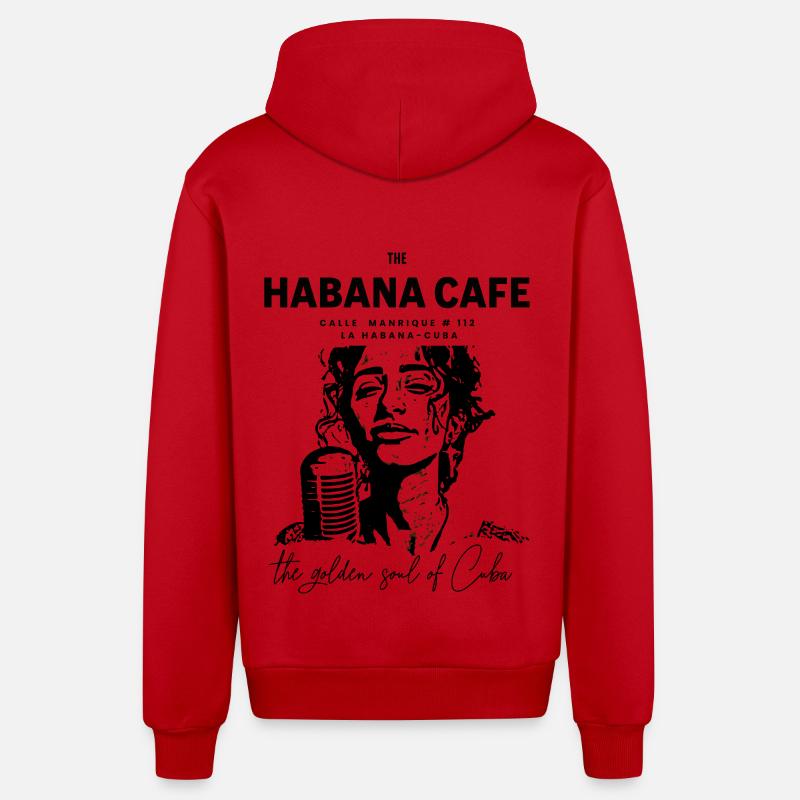 Havana Cafe Retro Gold Logo - Veste à capuche bio décontractée fabriquée en UE - rouge