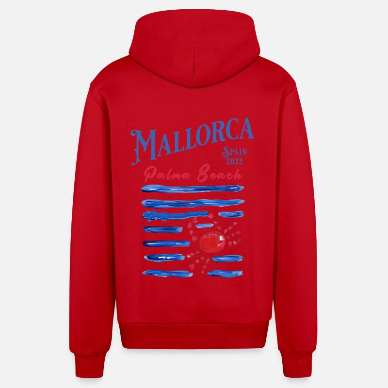 Mallorca 2022 Palma Beach Crabe - Veste à capuche bio décontractée fabriquée en UE - rouge