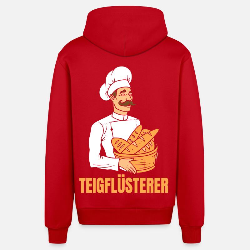 Bäcker Brotkorb Bäckermütze Teigflüsterer - Organic Relaxed Kapuzenjacke Made in EU - Rot