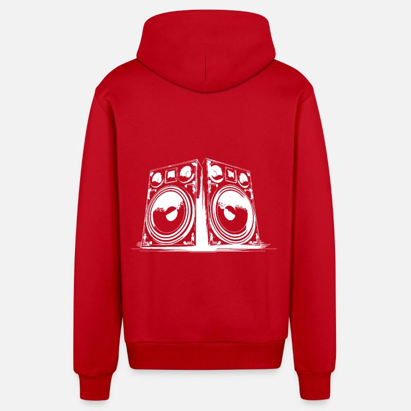 Boîtes à Musique Basse - Veste à capuche bio décontractée fabriquée en UE - rouge