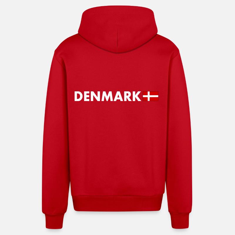 Danemark - Veste à capuche bio décontractée fabriquée en UE - rouge