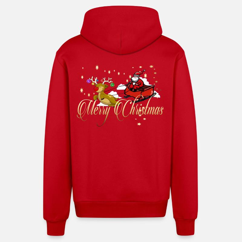 Joyeux Noël - Veste à capuche bio décontractée fabriquée en UE - rouge
