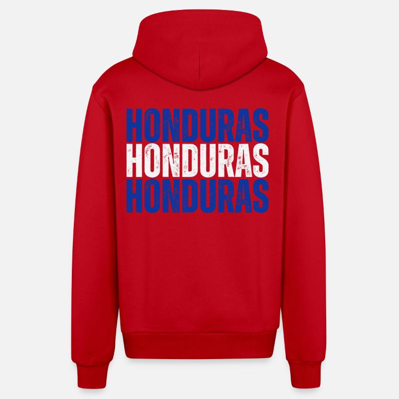 Drapeau du Honduras, fierté hondurienne - Veste à capuche bio décontractée fabriquée en UE - rouge