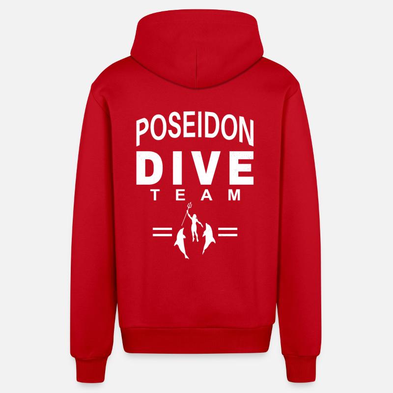 Équipe de plongée Poséidon - Veste à capuche bio décontractée fabriquée en UE - rouge