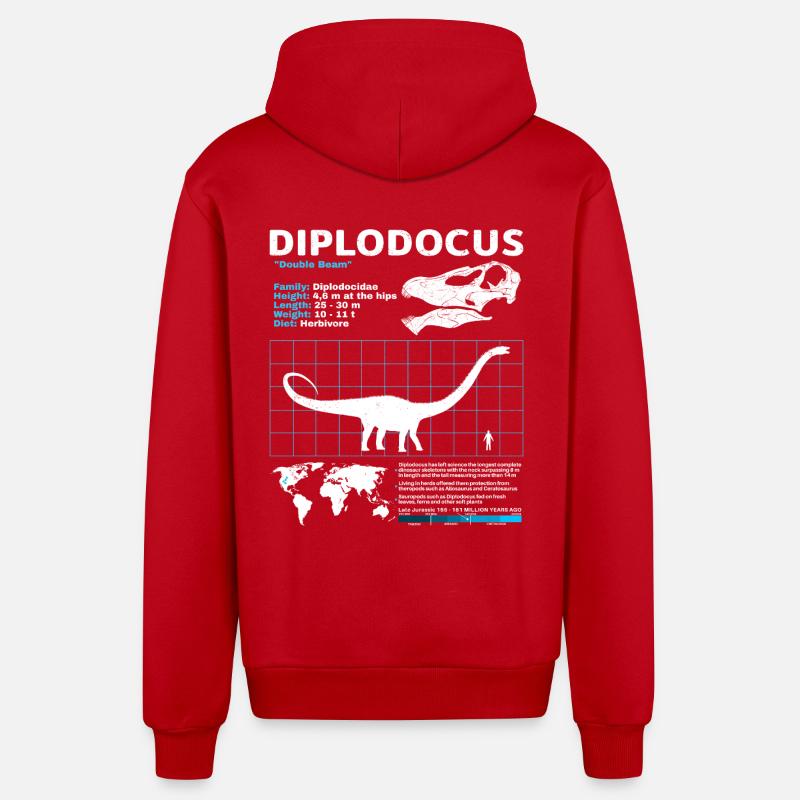 Diplodocus Datenblatt - Organic Relaxed Kapuzenjacke Made in EU - Rot