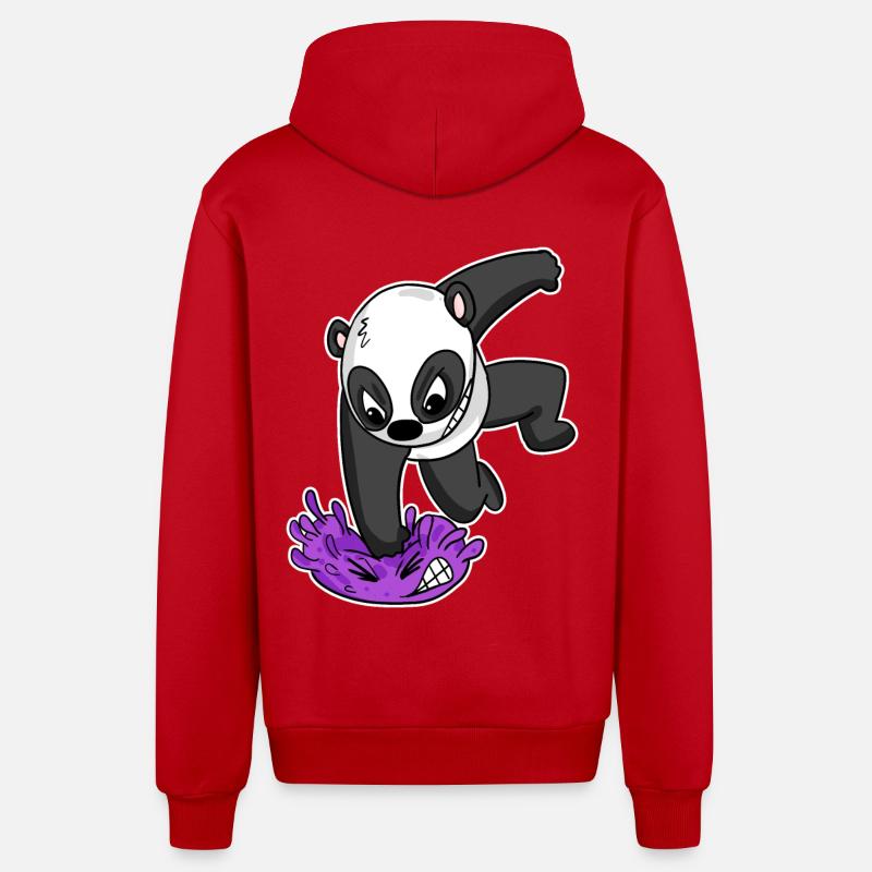 Panda Virus Combat - Veste à capuche bio décontractée fabriquée en UE - rouge