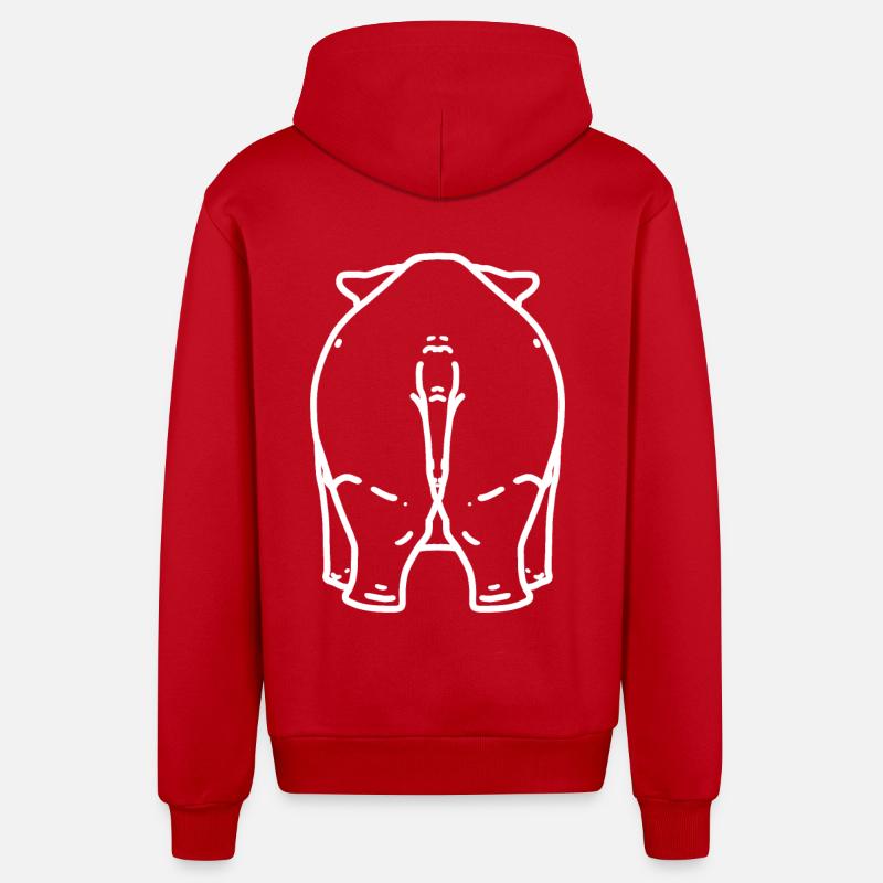 Fesses de rhinocéros - Veste à capuche bio décontractée fabriquée en UE - rouge