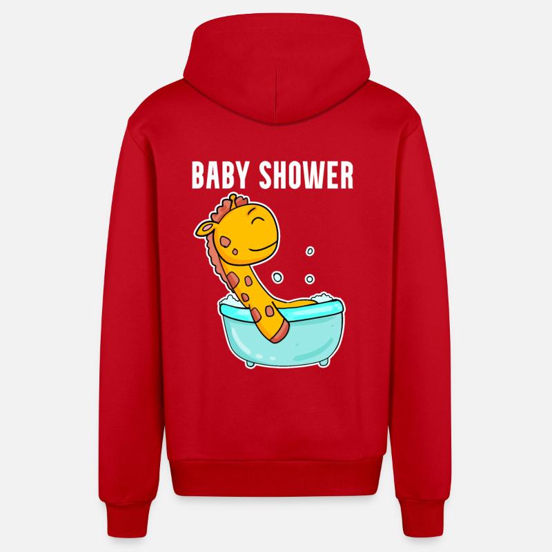 Baby Shower Baignoire Giraffe - Veste à capuche bio décontractée fabriquée en UE - rouge