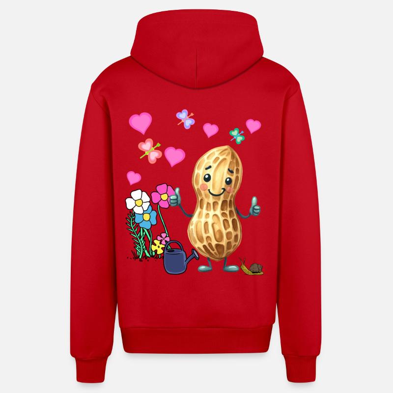 Cacahuète Printemps Jardin Fleurs Enfants - Veste à capuche bio décontractée fabriquée en UE - rouge
