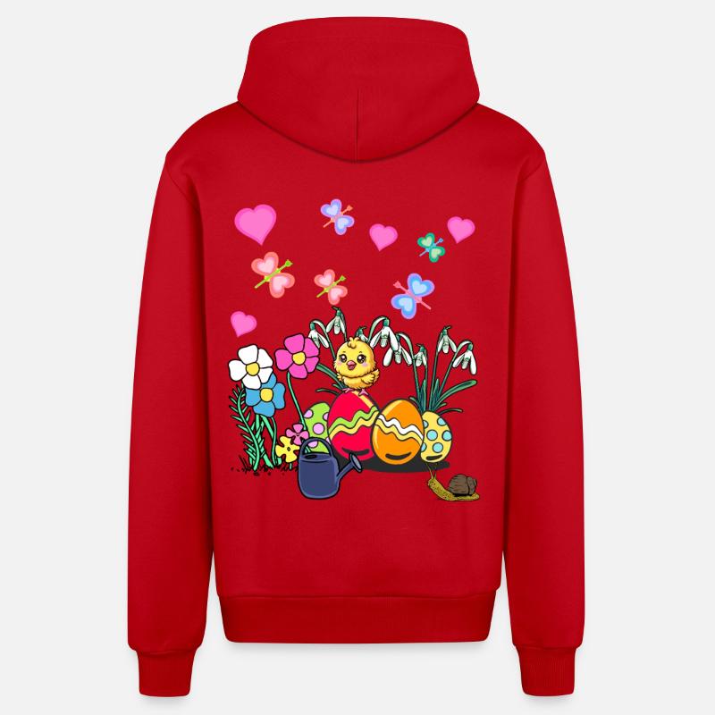 Pâques Enfants Poussin Enfant - Veste à capuche bio décontractée fabriquée en UE - rouge