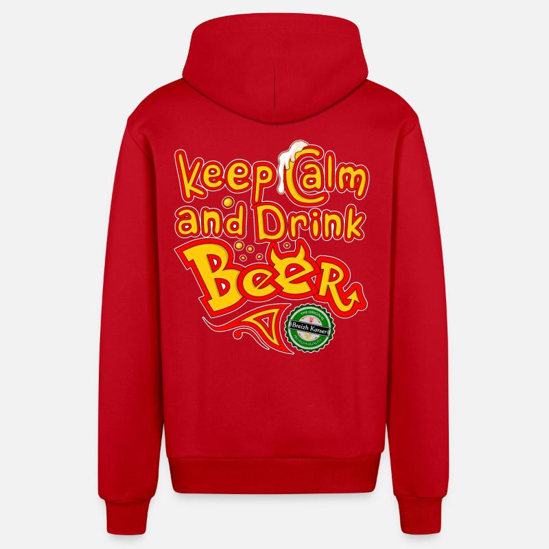 Keep calm and drink beer - Veste à capuche bio décontractée fabriquée en UE - rouge