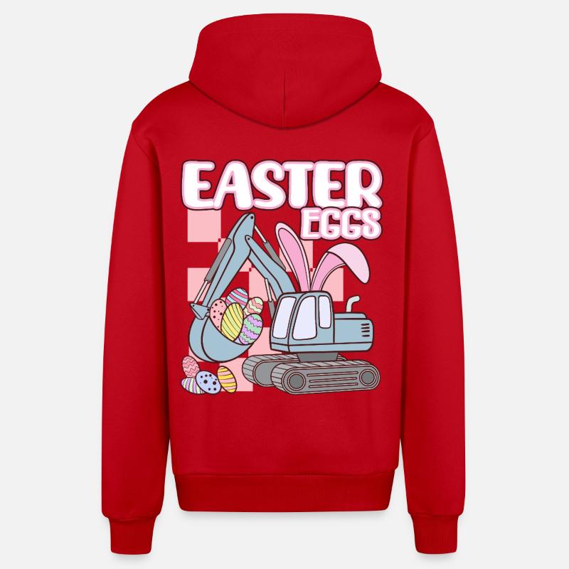 Oeufs de Pâques - Veste à capuche bio décontractée fabriquée en UE - rouge