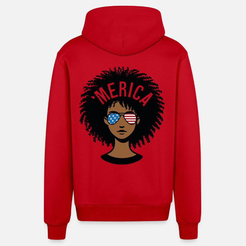 'merica Afro - Veste à capuche bio décontractée fabriquée en UE - rouge