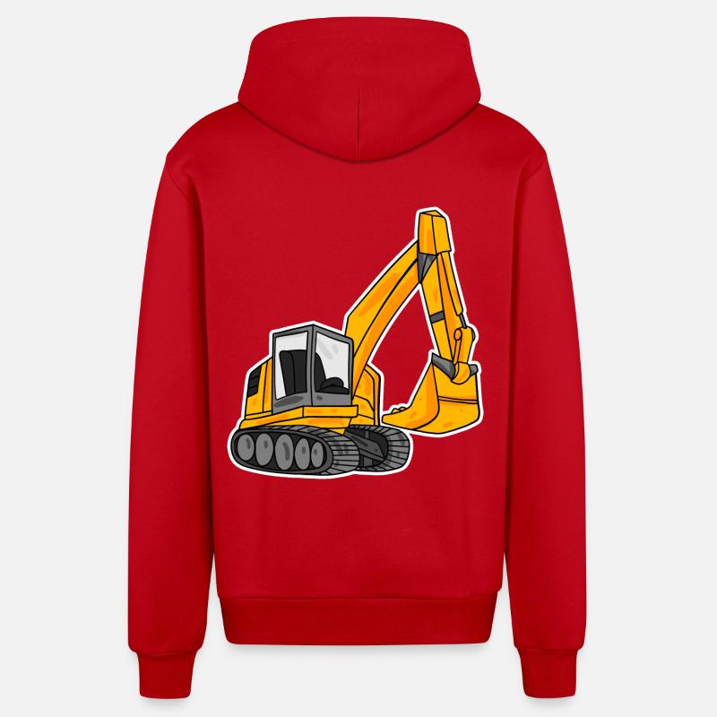 Löffelbagger Ausgräber Bagger - Organic Relaxed Kapuzenjacke Made in EU - Rot