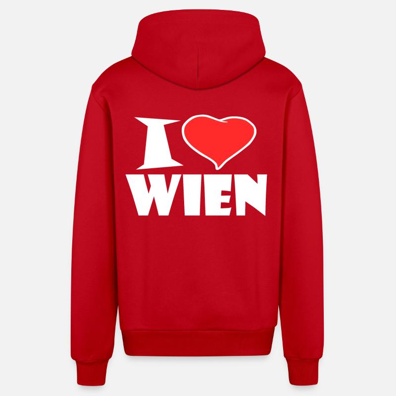 J'aime Vienne - Veste à capuche bio décontractée fabriquée en UE - rouge
