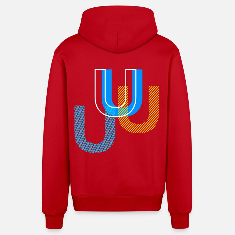 U Buchstabe - Organic Relaxed Kapuzenjacke Made in EU - Rot