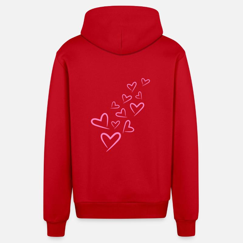Herzchen Herz Muster Rosa - Organic Relaxed Kapuzenjacke Made in EU - Rot